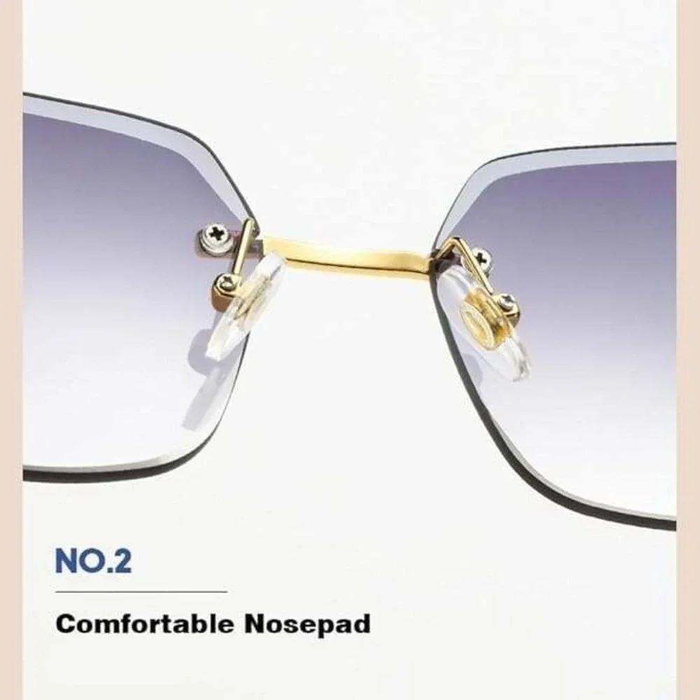 Fashion Mens Women Hip Hop Sunglasses Retro Luxury‎ Gold Rimless Shades Glasses